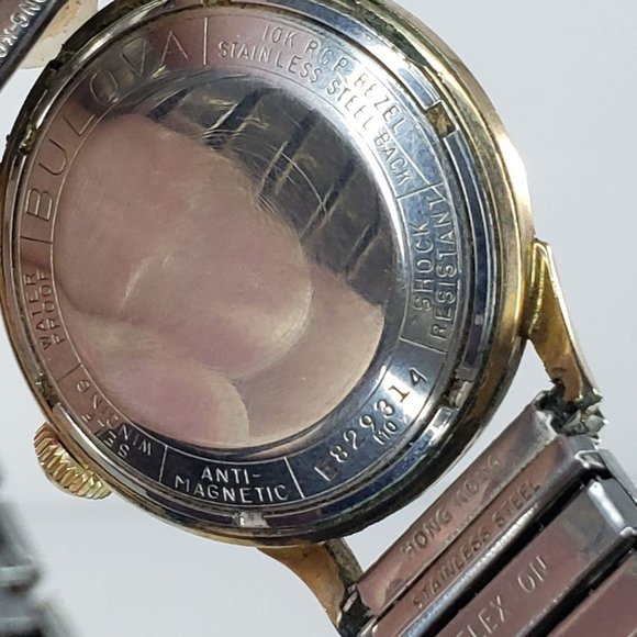 Vintage Bulova Self-winding Men's Watch 10K RGP Bezel Flex On Stainless Steel - Picture 6 of 11